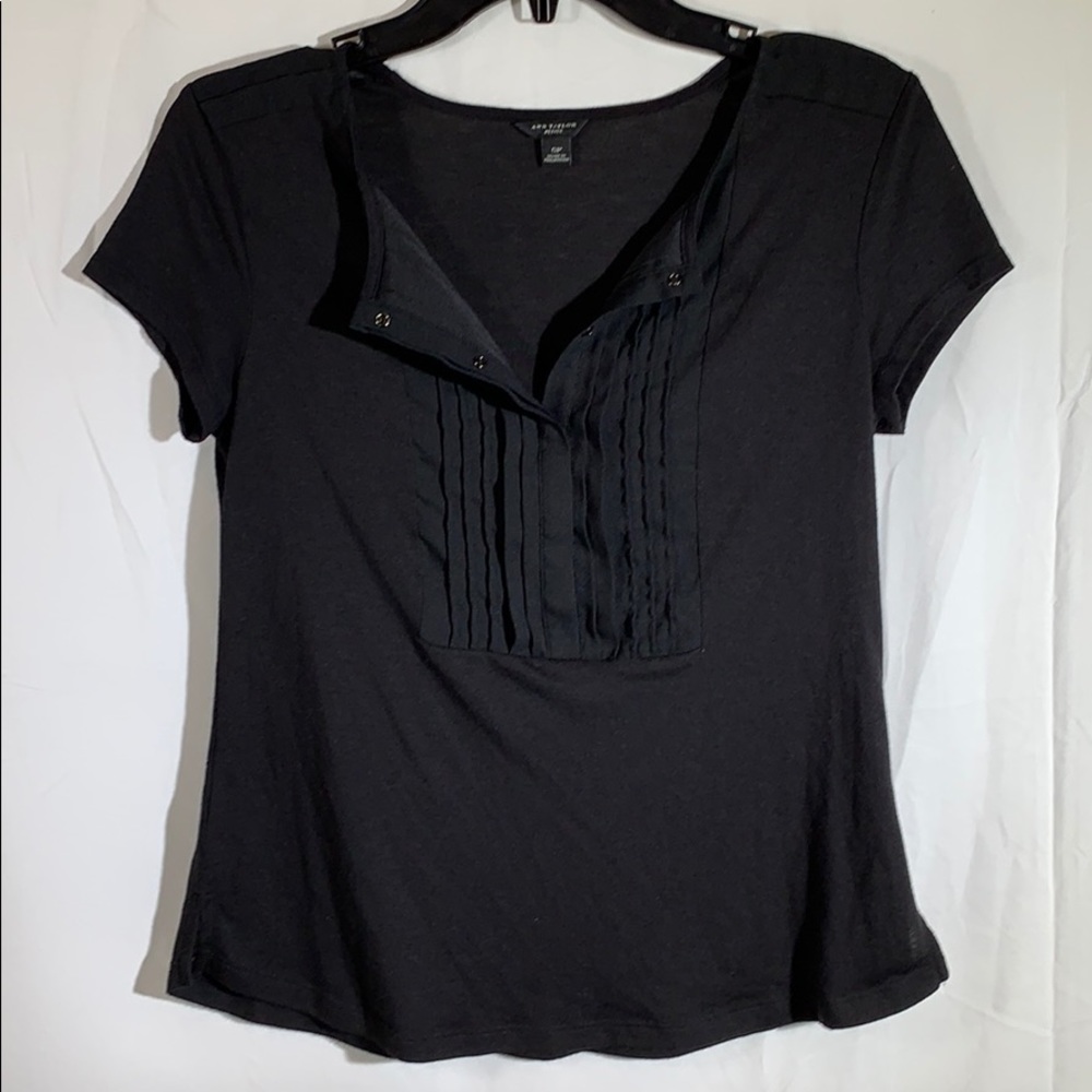 Ann Taylor | Tuxedo Tee Ruffle Dressy Tee